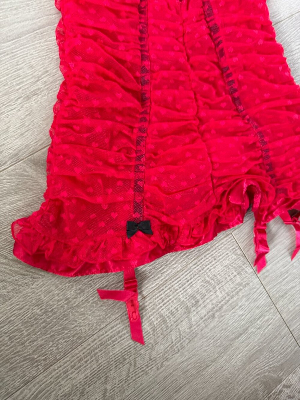 Victoria’s Secret Sexy Little Things Pink Heart Mesh Bustier Babydoll 34B - Picture 9 of 15